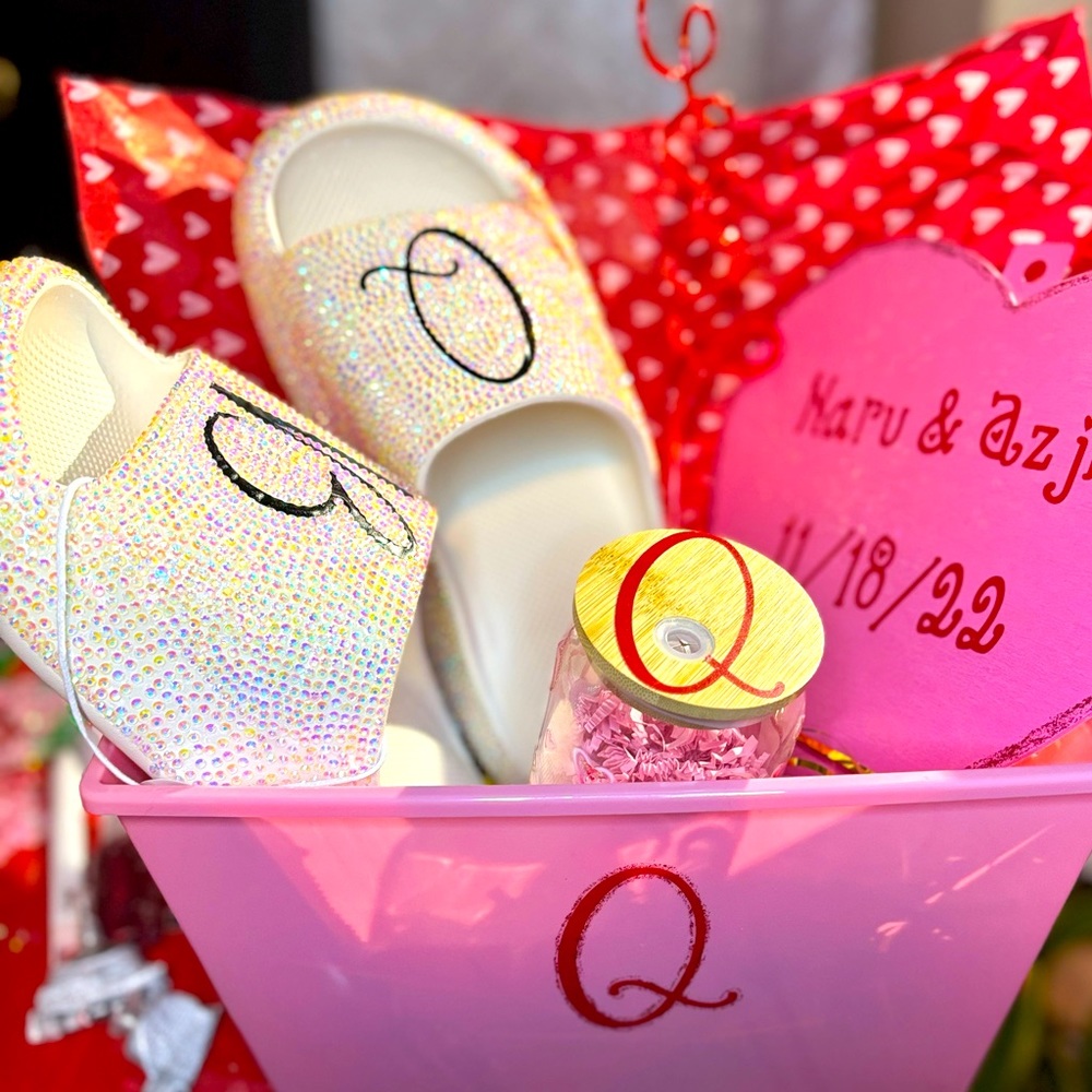 Slides customized with bling and initials or wording